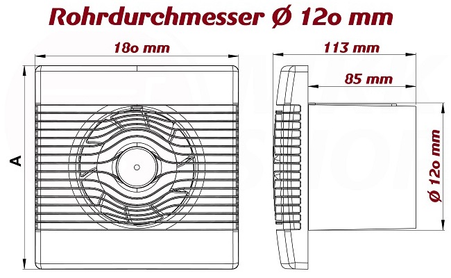 Badlüfter Lüfter Wandlüfter Ventilator WC Bad Küche leise Ø 100 120 150