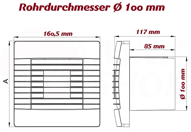 Wand-Ventilator Wandlüfter Ø 100 120 150 mm Bad-Lüfter mit Jalousie