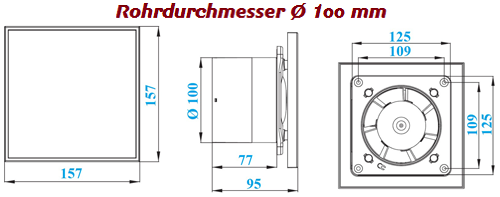 Edelstahl Badlüfter Ø 100 125 mm Wand Deckenlüfter Bad-Ventilator