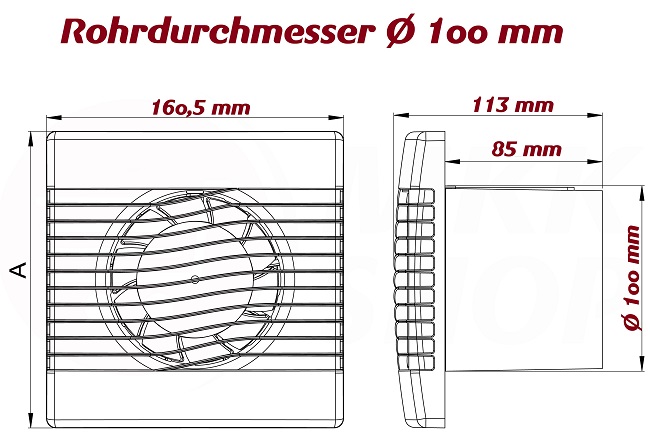 Badventilator Lüfter Badlüfter Timer Ventilator WC Bad Küche Ø 100 mm