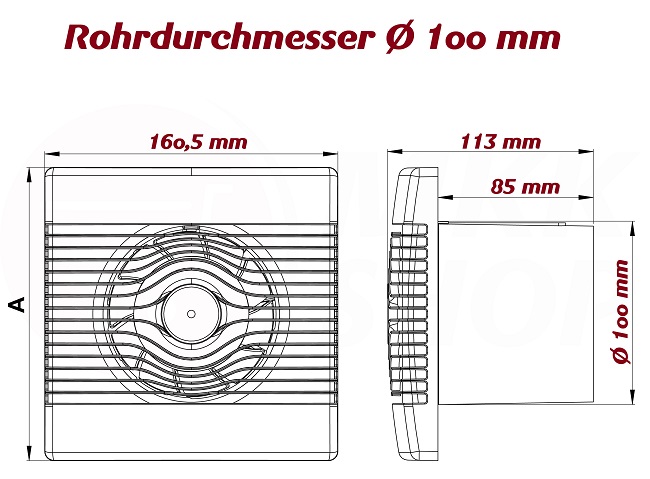 Badlüfter Ventilator Wandlüfter Bad WC Küche Motor leise Lüfter Ø100 mm