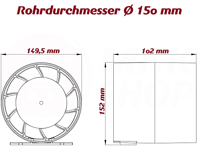 Badventilator Lüfter Rohrventilator Rohreinschub Abluft Ventilator Ø