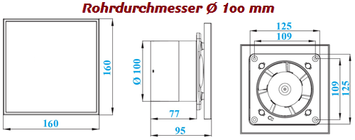 Ventilator Lüfter Ø 100 125 WEIß Decke Küche Bad WC Wandlüfter