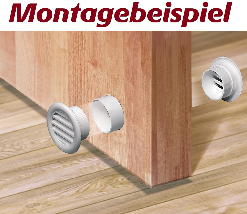 Lüftungsgitter Garage ASA Kunststoff Tür Bad WC Zuluft Abluft rund