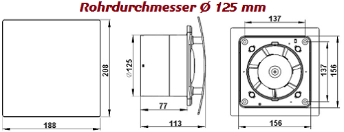 Badlüfter Gold Ø 100 125 150 mm Ventilator Deckenlüfter Wandventilator