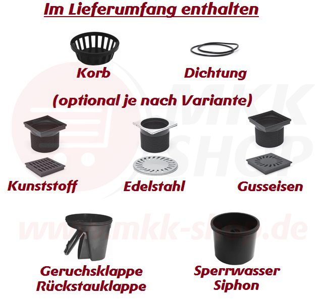 Gusseisen Einfahrt Hofablauf Kellerablauf Bodenablauf 1,5T DN110 Siphon