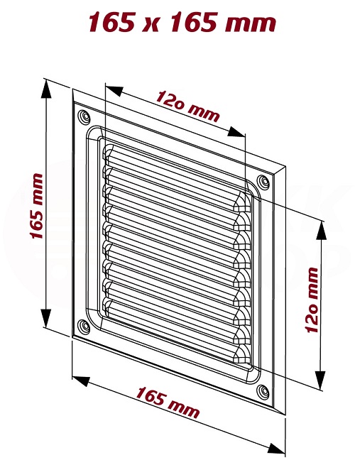 MKK Lamellen L/üftungsgitter Edelstahl poliert 150 x 150 mm 195 x 195 mm Wetterschutz Abluft Gitter Haube Insektennetz Luft Schlitz K/üche Bad WC